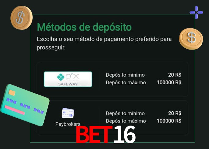 O cassino BET16 oferece uma grande variedade de métodos de pagamento
